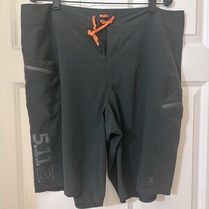 5.11 Tactical Dark Gray Shorts with Orange Drawstring